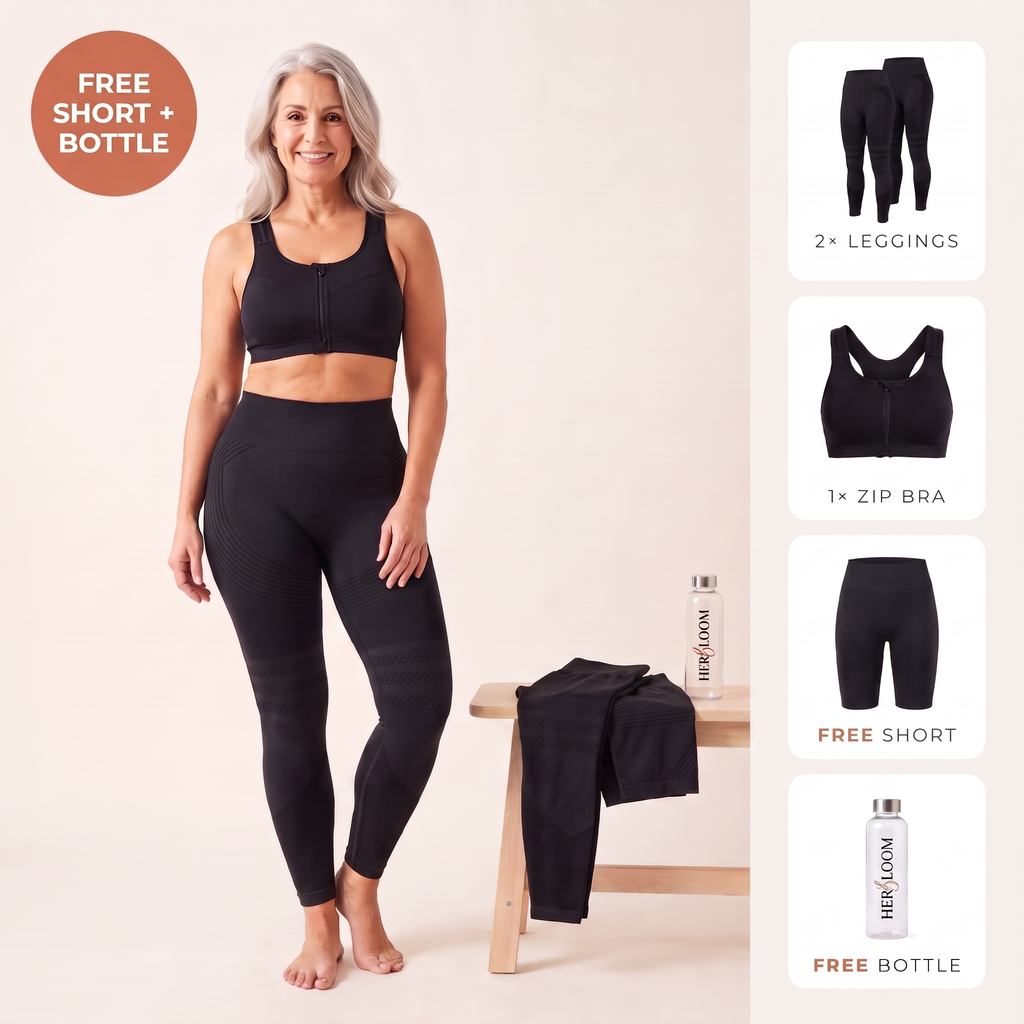 The Active Set — 2 leggings and zip bra with free short and bottle