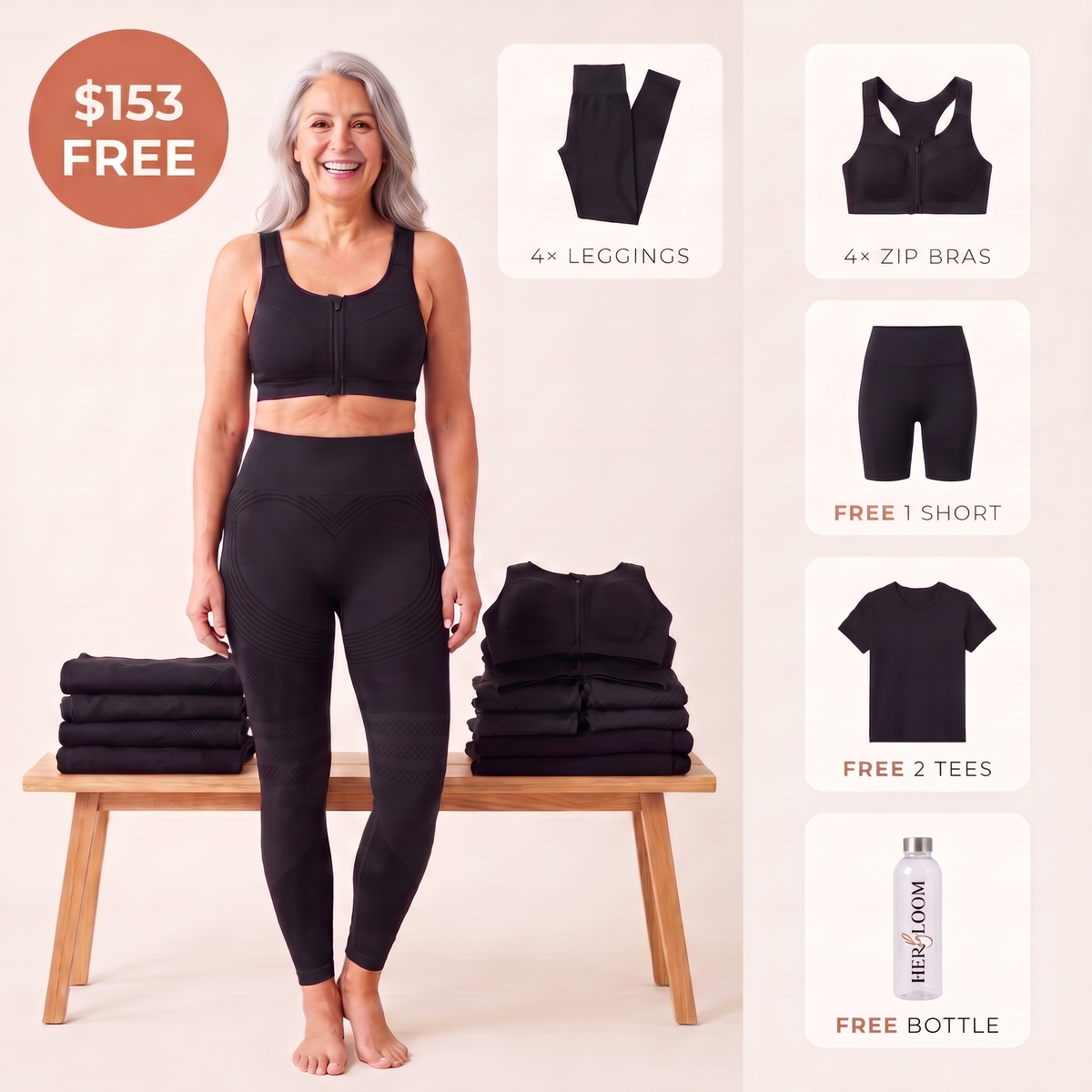 The Bloom Wardrobe — 4 leggings and 4 bras with $153 of free gear