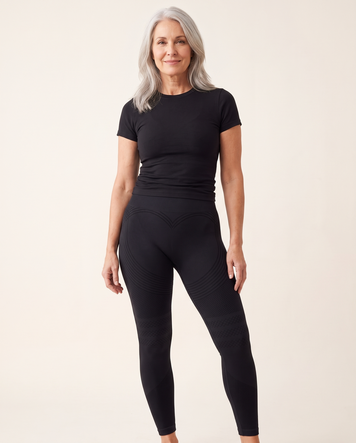 The Complete Set worn — black legging and tee