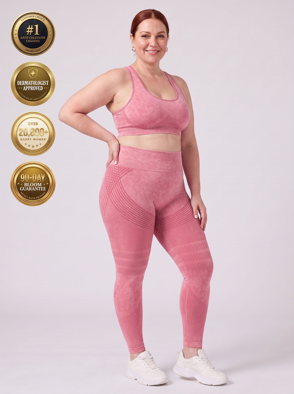 Bloom Leggings anti-cellulite leggings in Blush — size 2XL plus-size model, front view