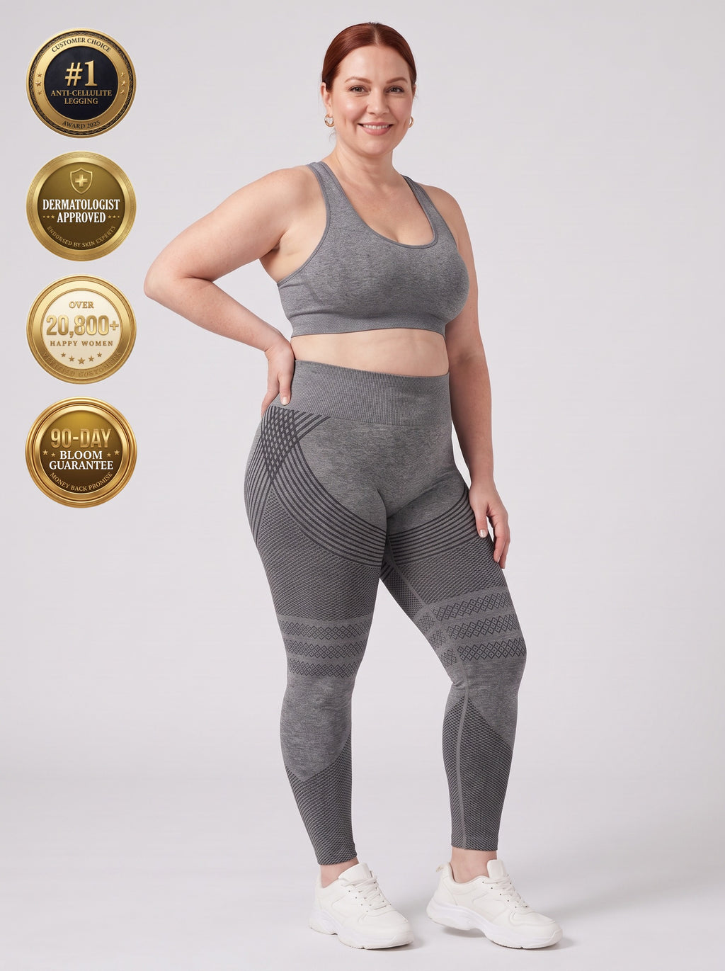 Bloom Leggings anti-cellulite leggings in Slate — size 2XL plus-size model, front view
