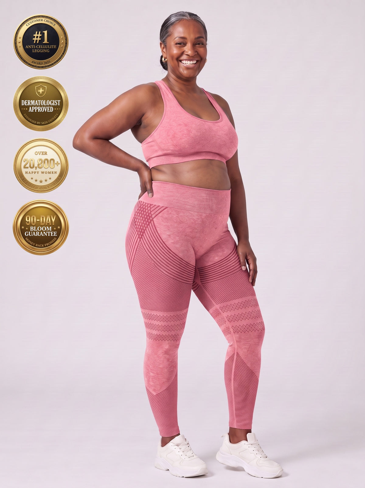 Bloom Leggings anti-cellulite leggings in Blush — size 3XL plus-size model, front view