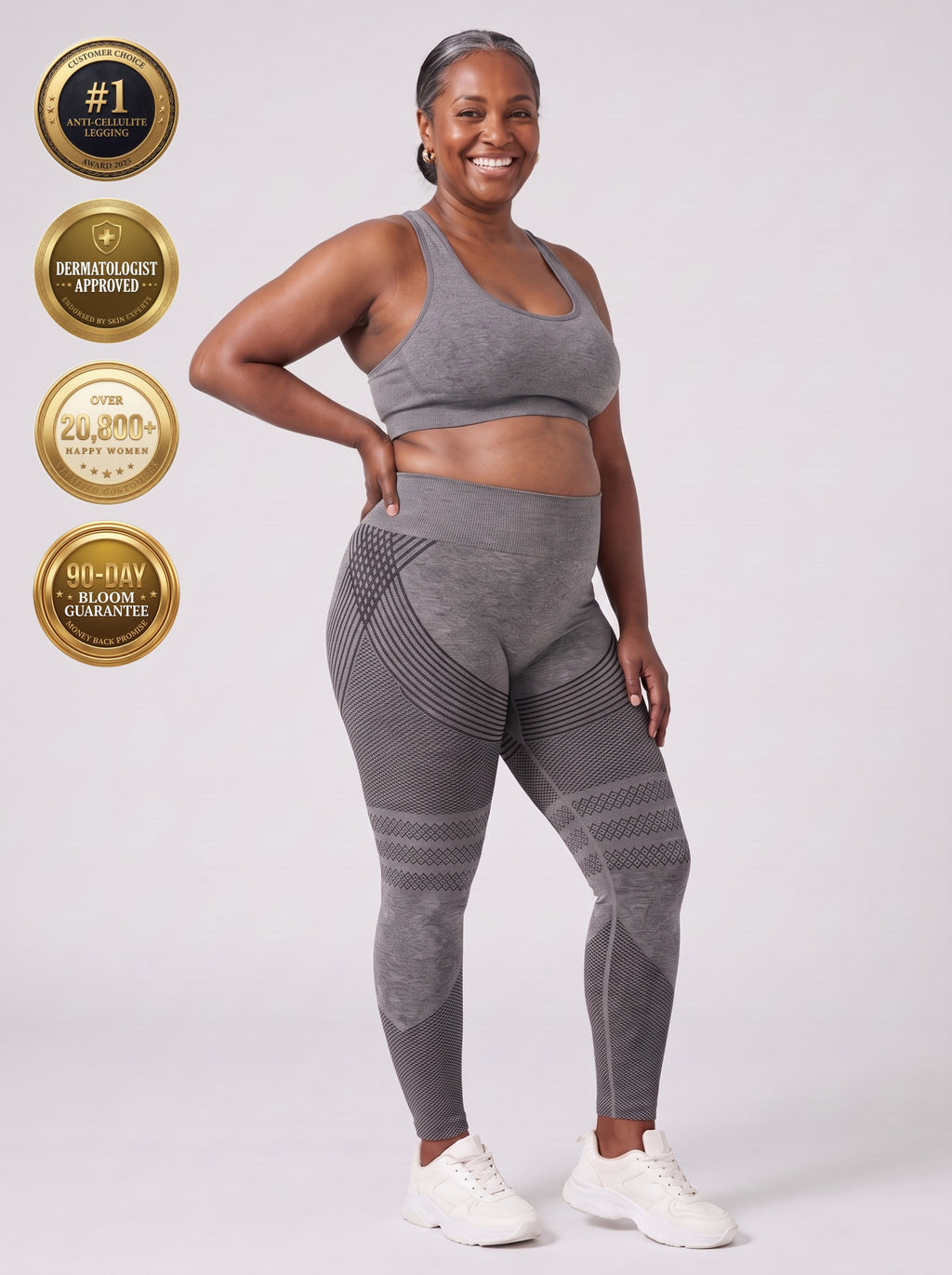 Bloom Leggings anti-cellulite leggings in Slate — size 3XL plus-size model, front view