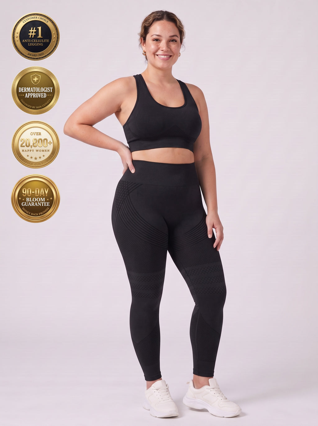 Bloom Leggings anti-cellulite leggings in Black — size L model, front view