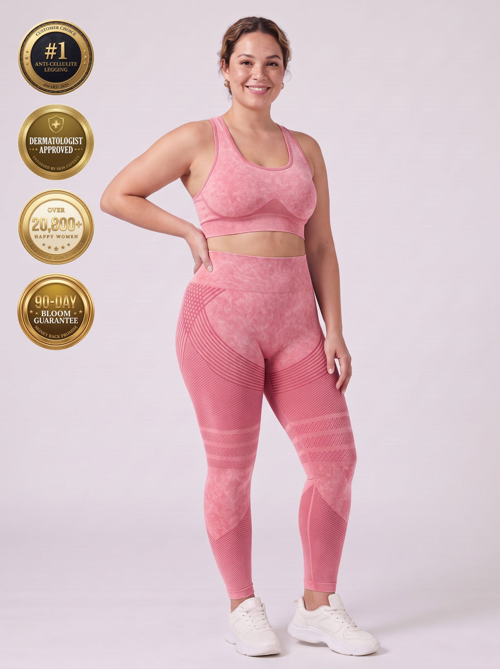 Bloom Leggings anti-cellulite leggings in Blush — size L model, front view