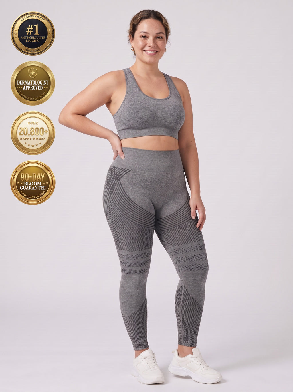 Bloom Leggings anti-cellulite leggings in Slate — size L model, front view
