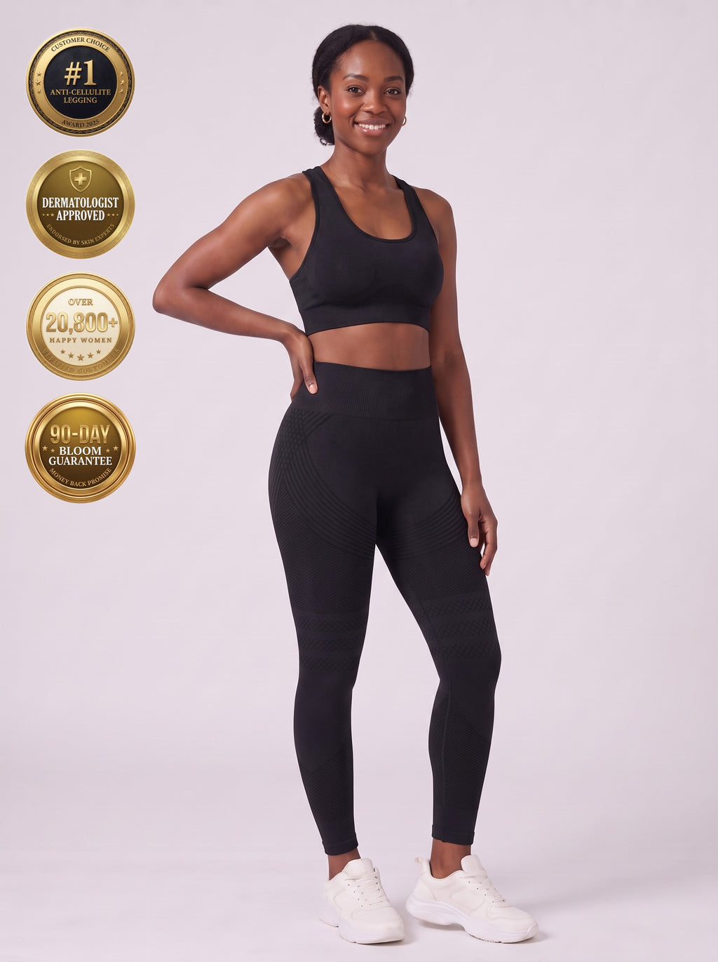 Bloom Leggings anti-cellulite leggings in Black — size M model, front view
