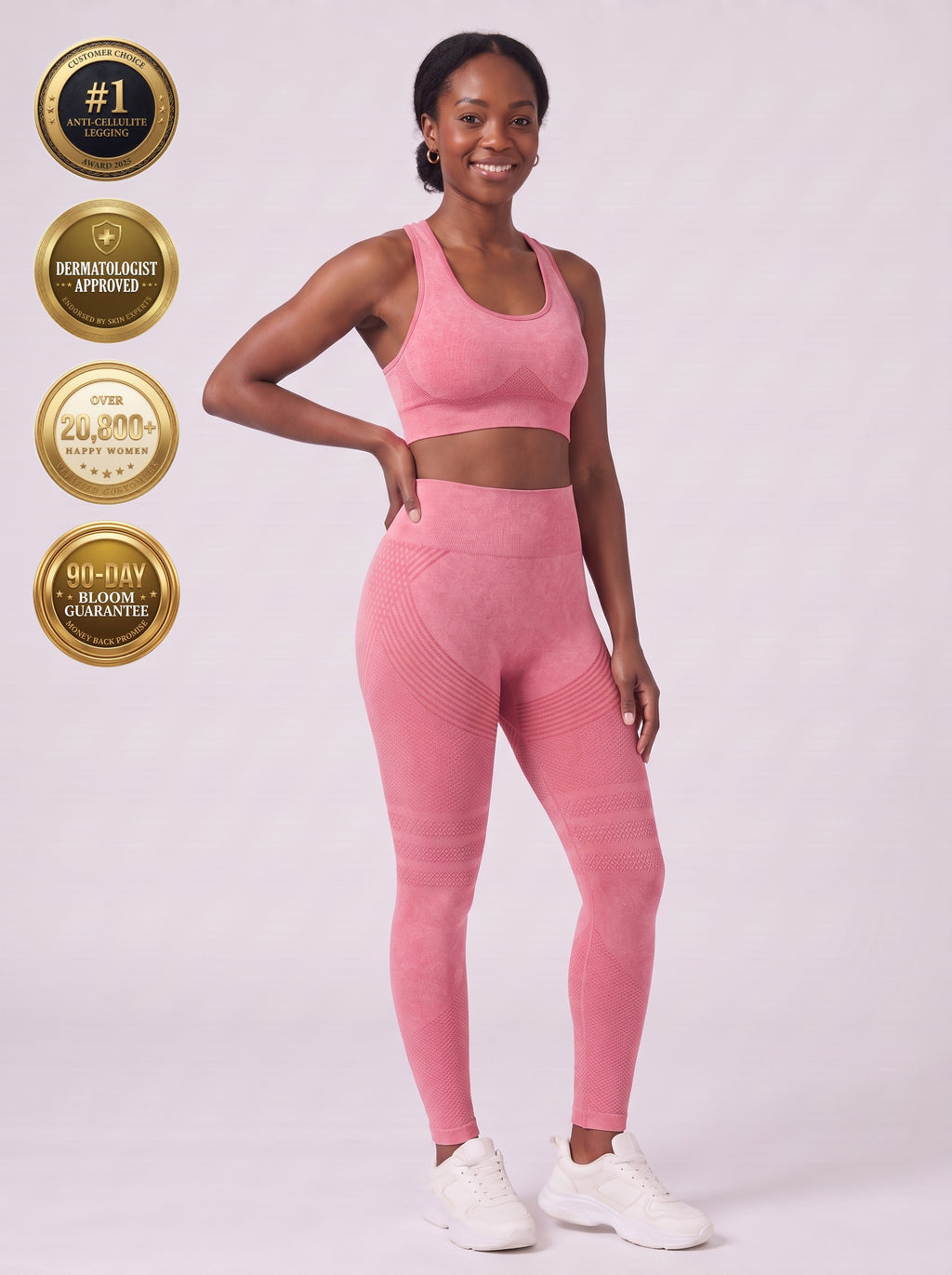 Bloom Leggings anti-cellulite leggings in Blush — size M model, front view