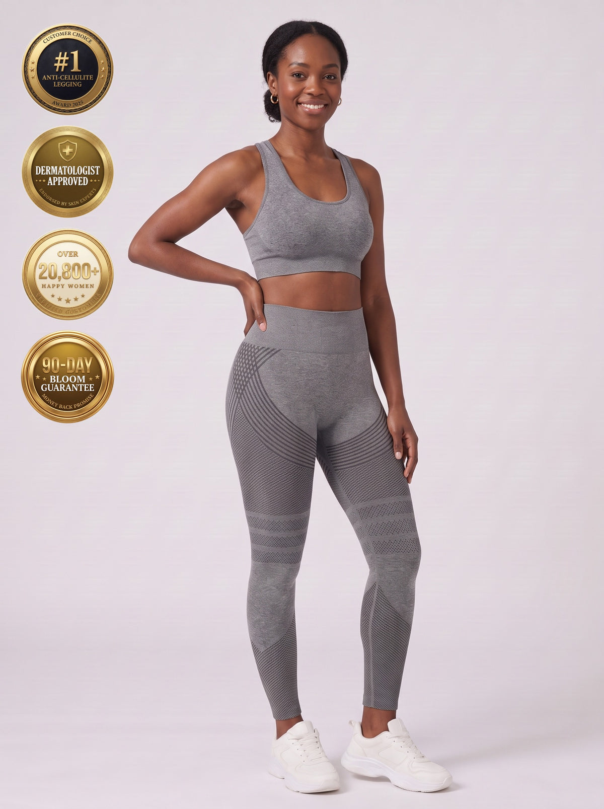 Bloom Leggings anti-cellulite leggings in Slate — size M model, front view