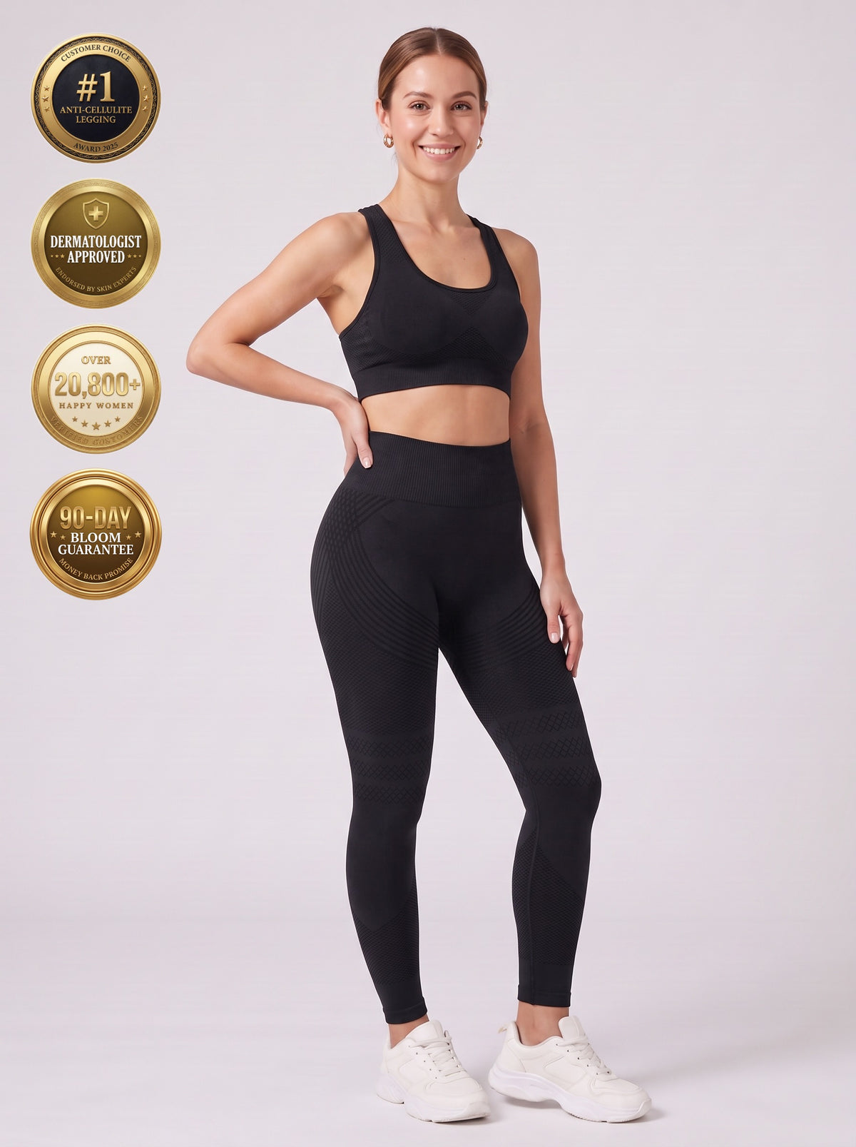 Bloom Leggings anti-cellulite leggings in Black — size S model, front view