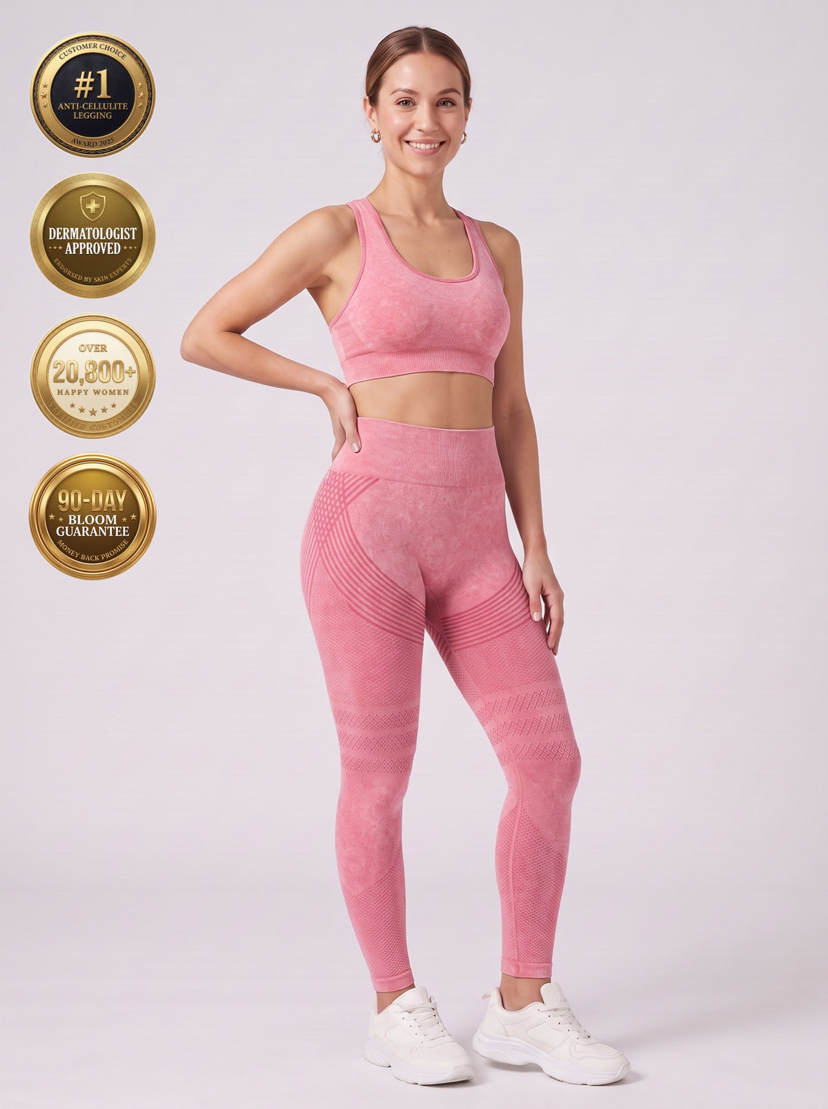 Bloom Leggings anti-cellulite leggings in Blush — size S model, front view