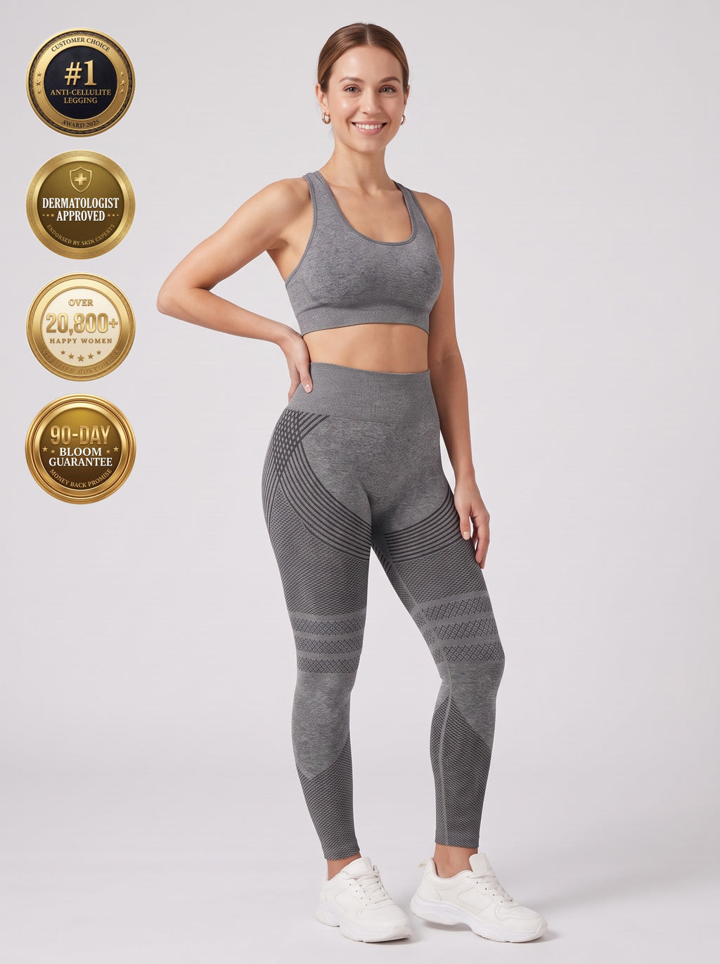 Bloom Leggings anti-cellulite leggings in Slate — size S model, front view