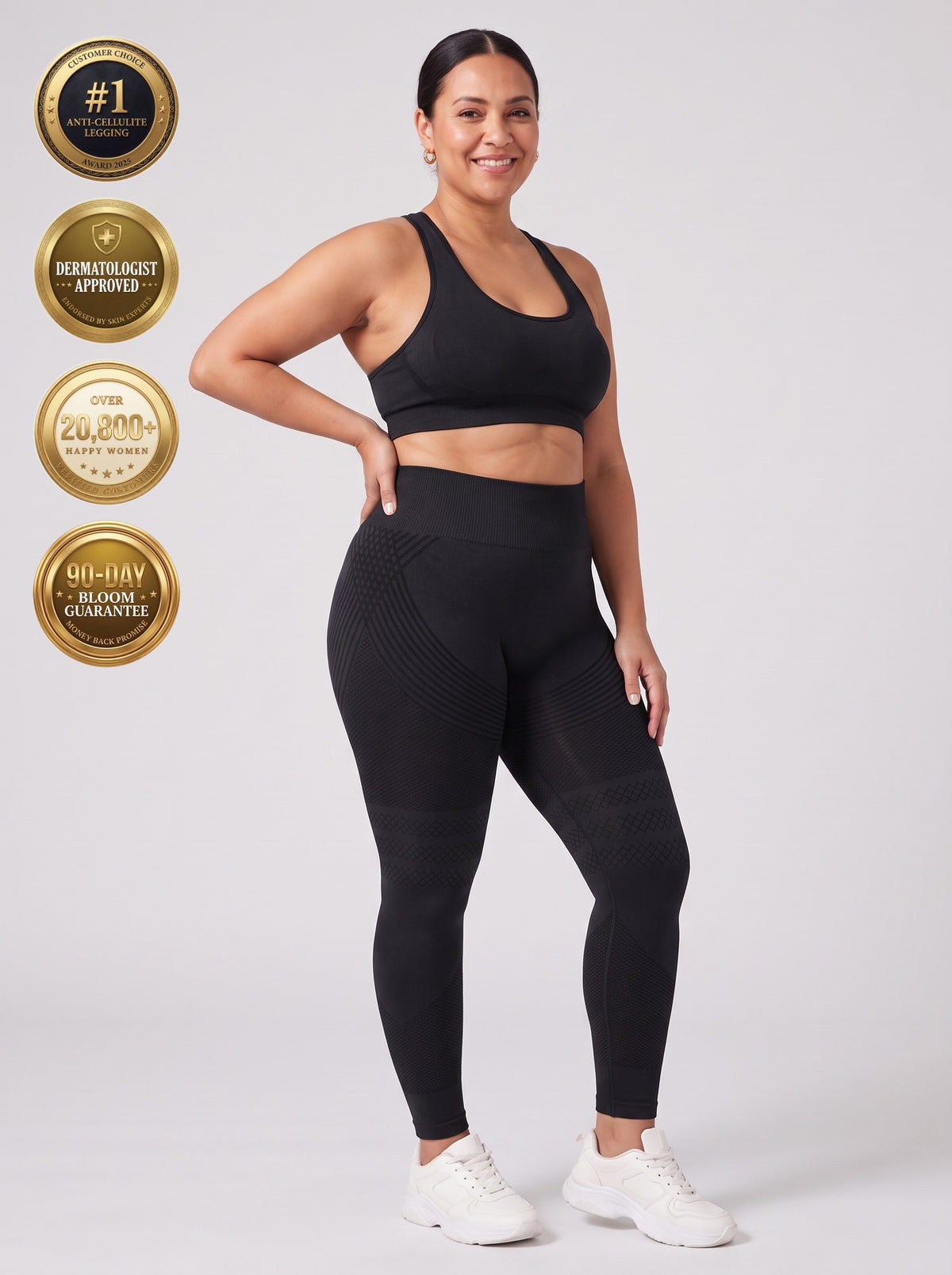 Bloom Leggings anti-cellulite leggings in Black — size XL plus-size model, front view
