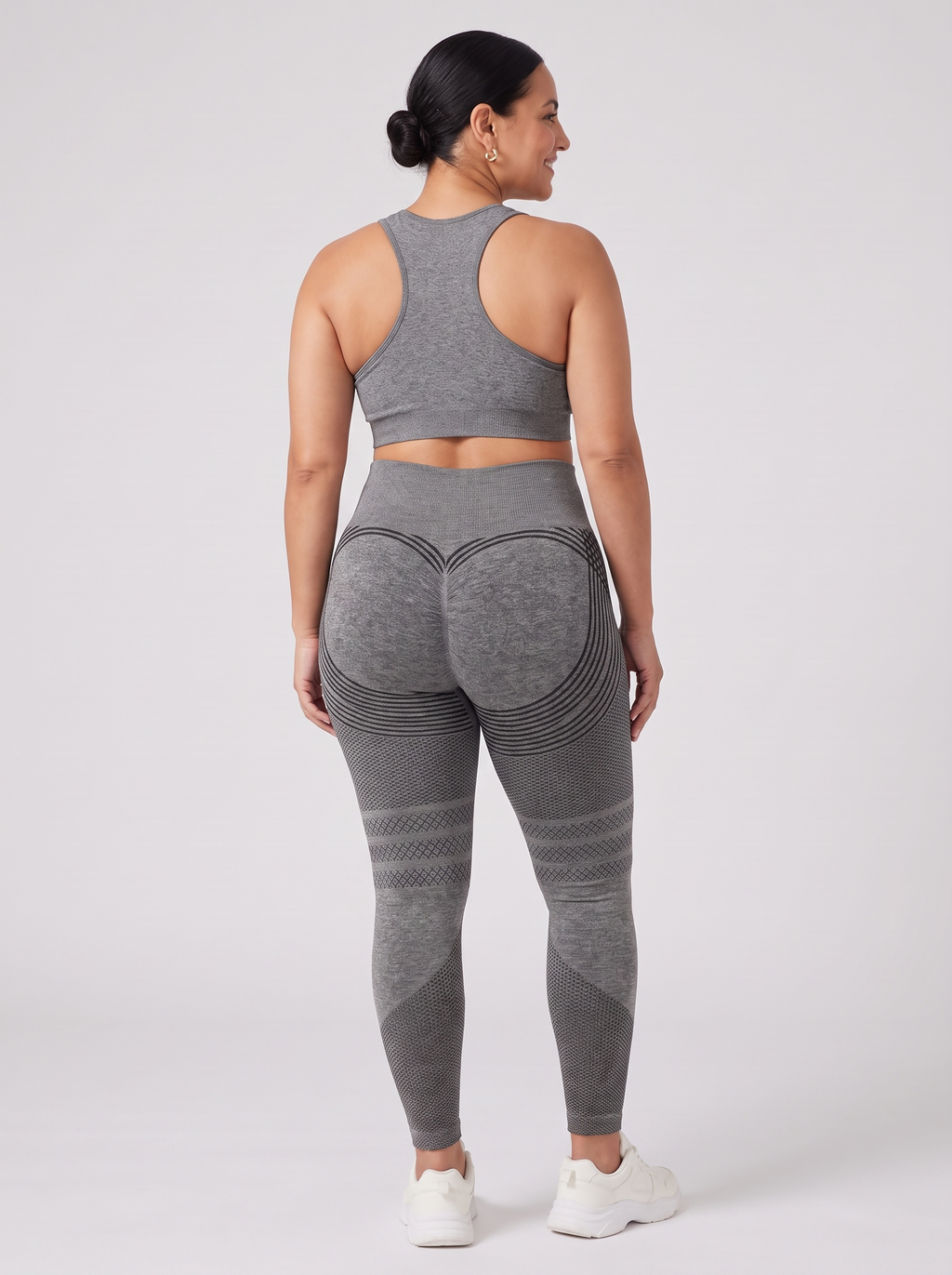 Bloom Leggings anti-cellulite leggings in Slate — size XL plus-size model, back view showing sculpting contour lines