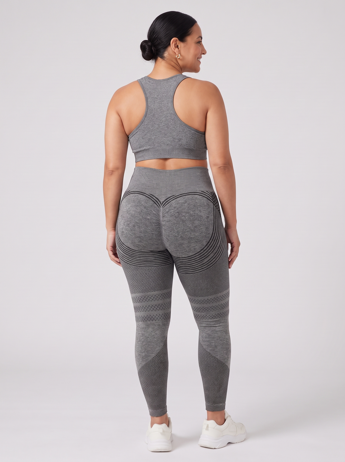 Bloom Leggings anti-cellulite leggings in Slate — size XL plus-size model, back view showing sculpting contour lines