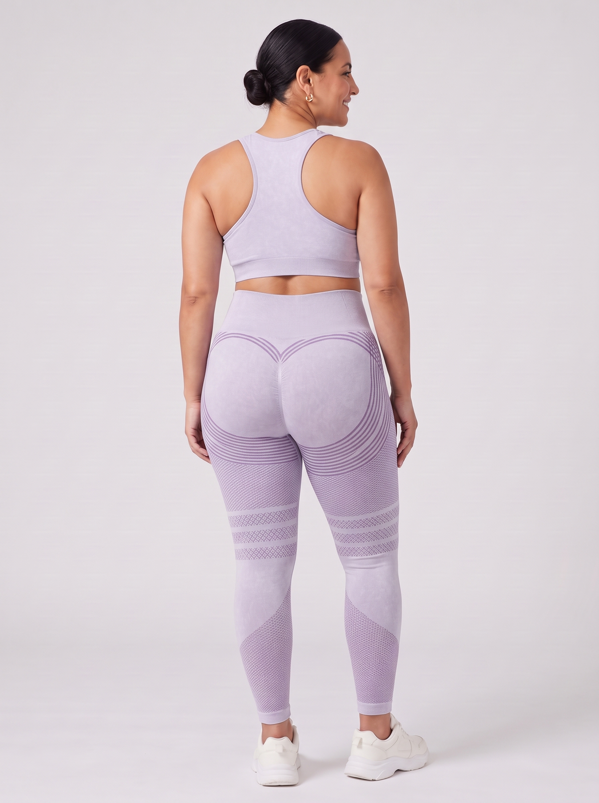 Bloom Leggings anti-cellulite leggings in Glacier — size XL plus-size model, back view showing sculpting contour lines