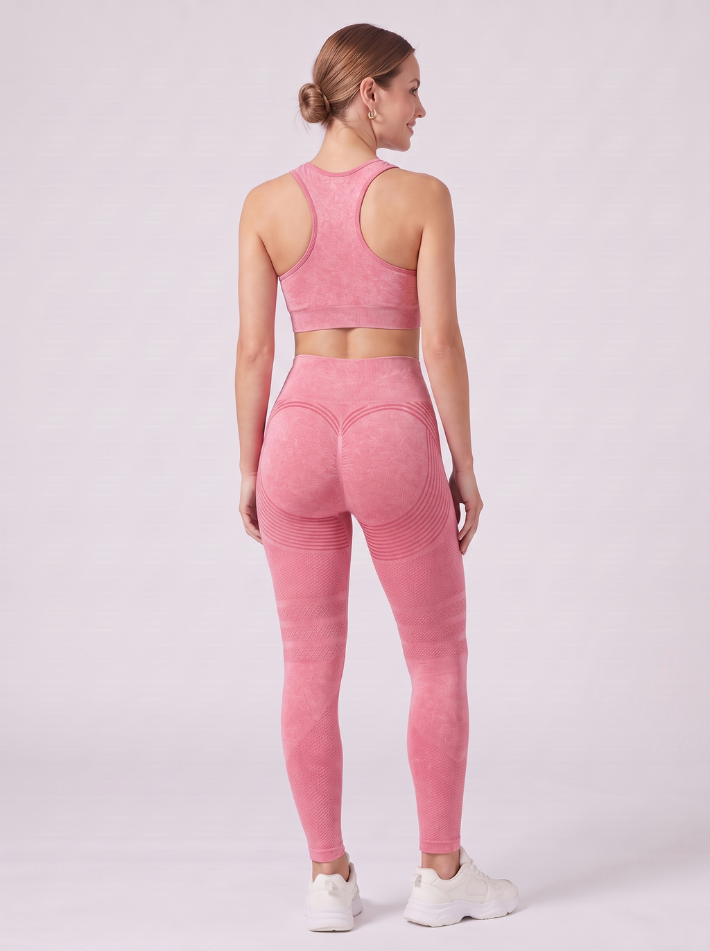 Bloom Leggings anti-cellulite leggings in Blush — size S model, back view showing sculpting contour lines
