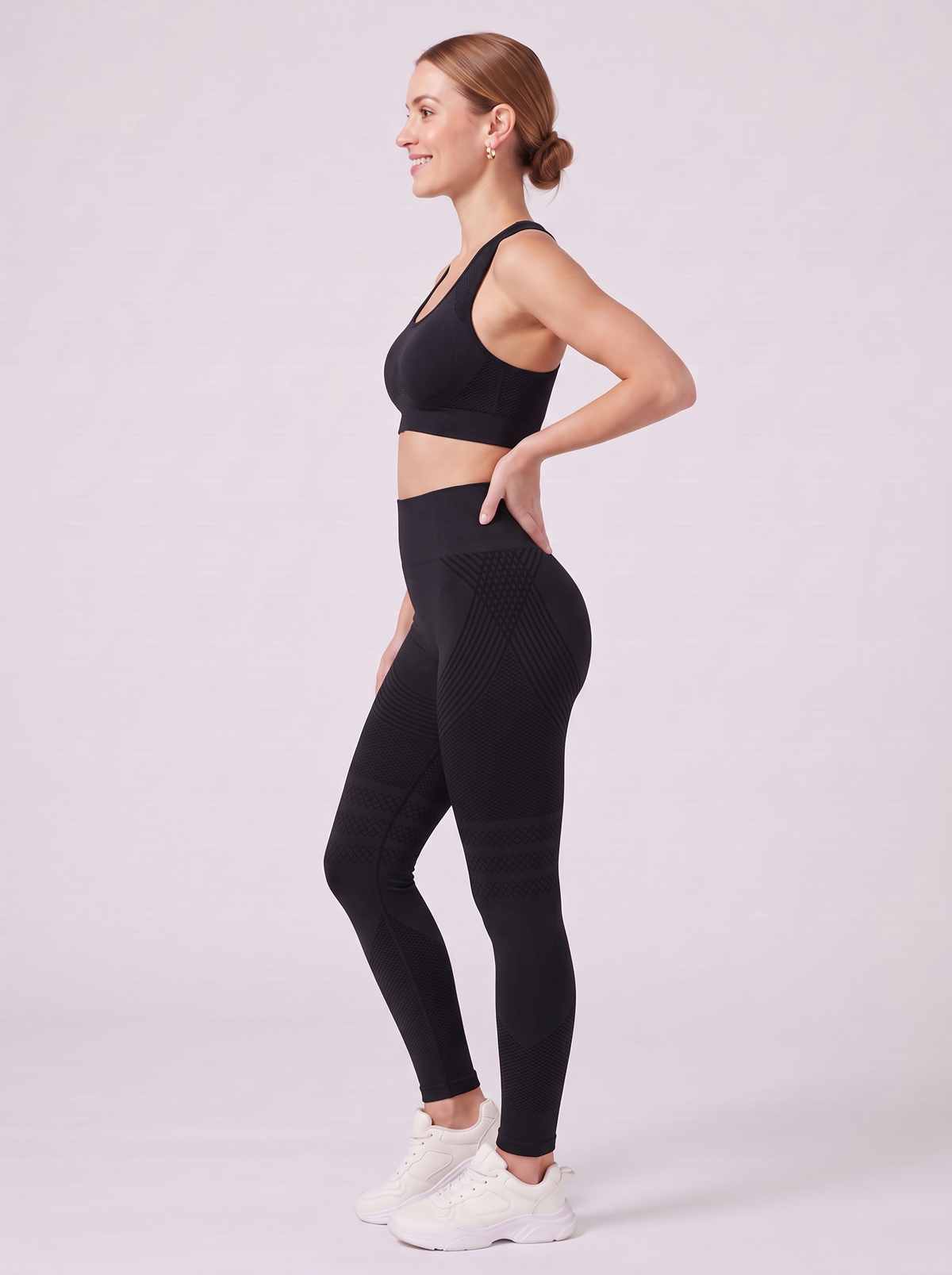 Bloom Leggings anti-cellulite leggings in Black — size S model, side view