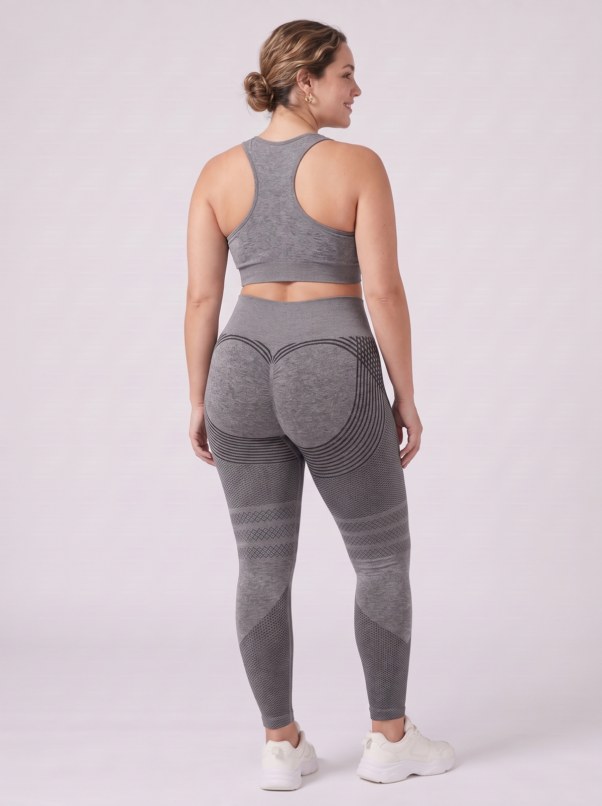 Bloom Leggings anti-cellulite leggings in Slate — size L model, back view showing sculpting contour lines