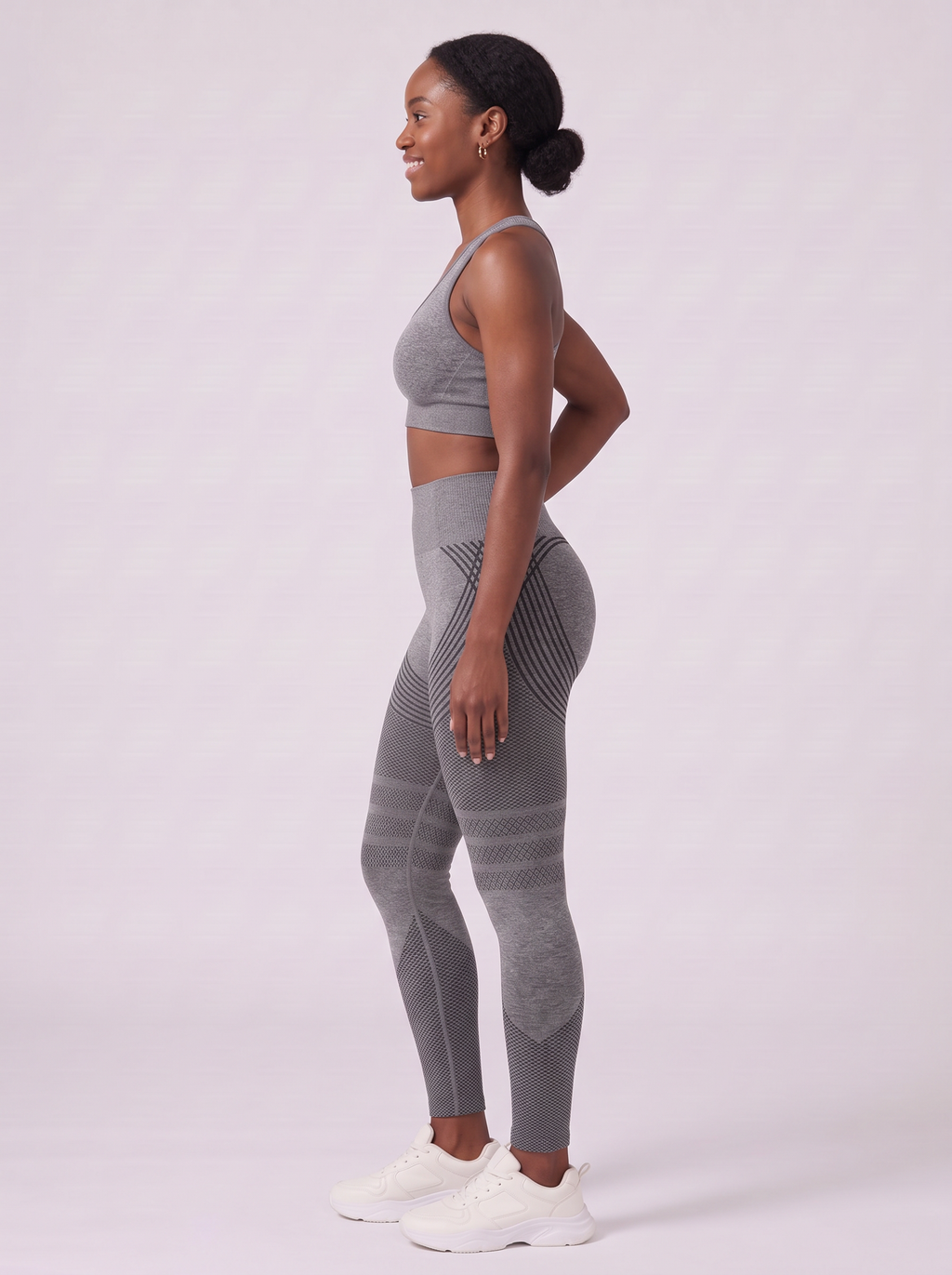 Bloom Leggings anti-cellulite leggings in Slate — size M model, side view