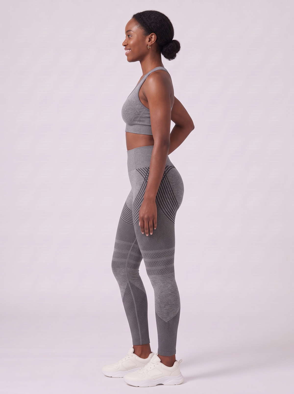 Bloom Leggings anti-cellulite leggings in Slate — size M model, side view