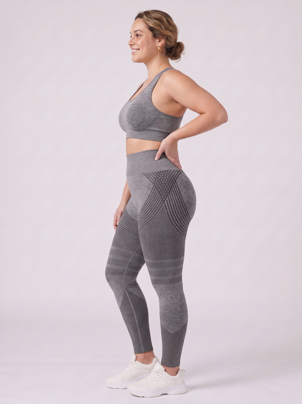 Bloom Leggings anti-cellulite leggings in Slate — size L model, side view