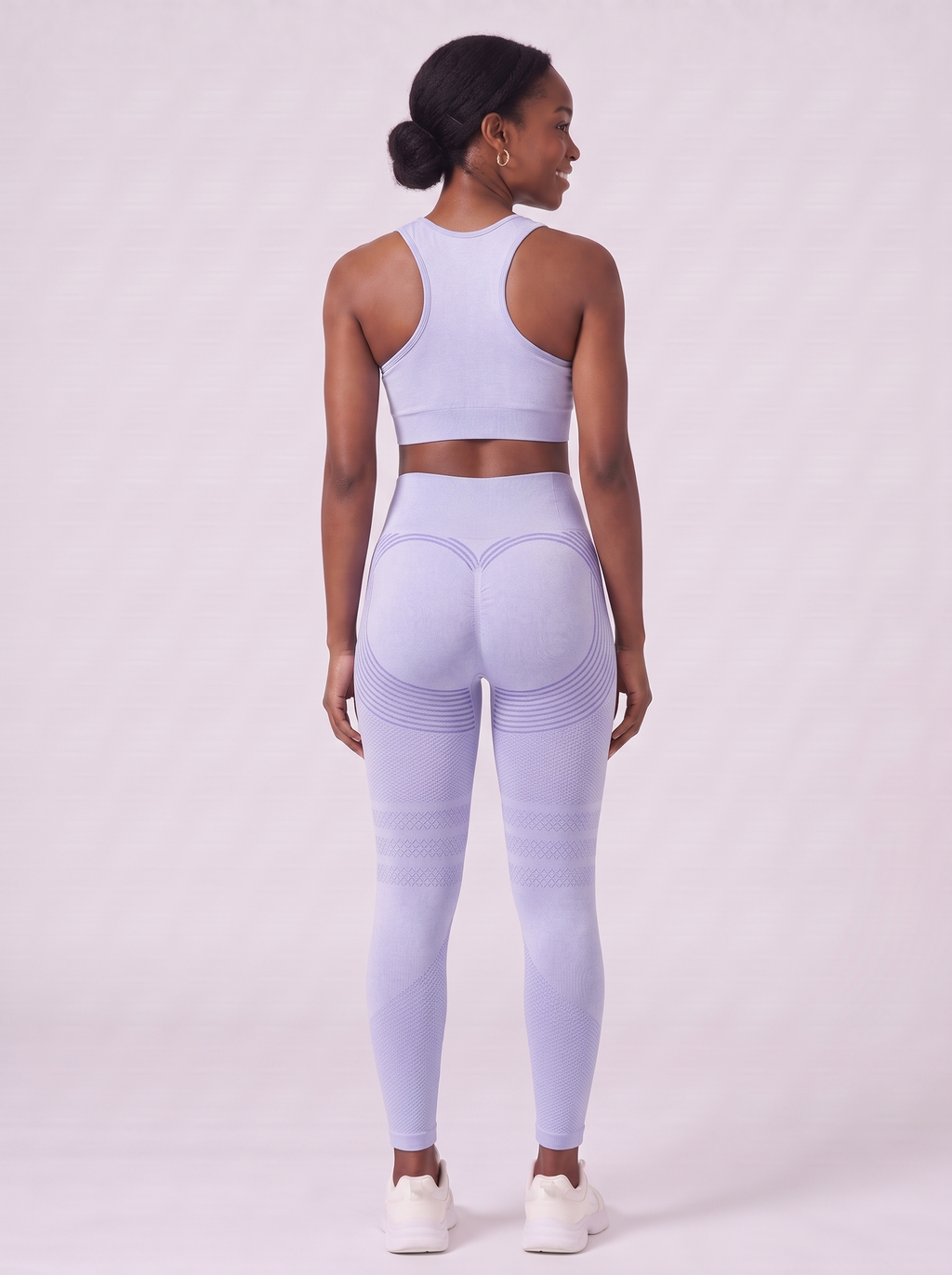 Bloom Leggings anti-cellulite leggings in Glacier — size M model, back view showing sculpting contour lines