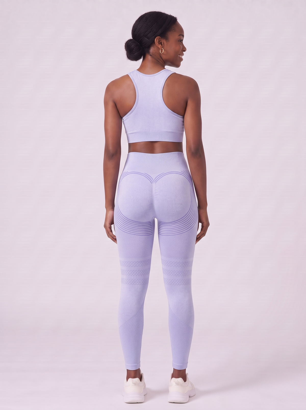 Bloom Leggings anti-cellulite leggings in Glacier — size M model, back view showing sculpting contour lines
