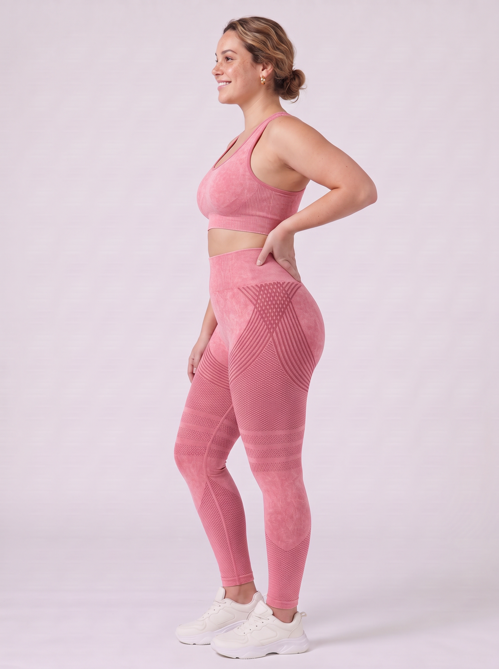 Bloom Leggings anti-cellulite leggings in Blush — size L model, side view