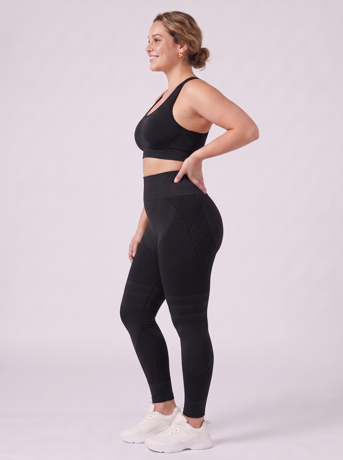 Bloom Leggings anti-cellulite leggings in Black — size L model, side view