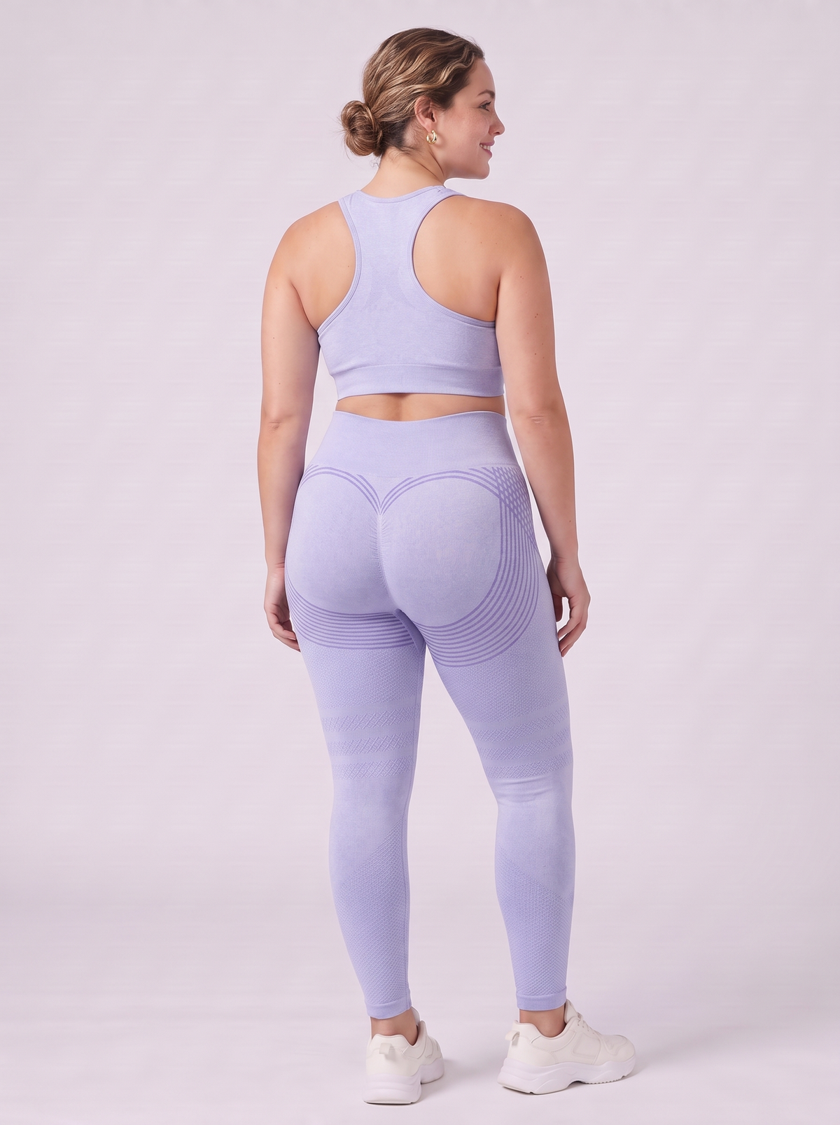 Bloom Leggings anti-cellulite leggings in Glacier — size L model, back view showing sculpting contour lines