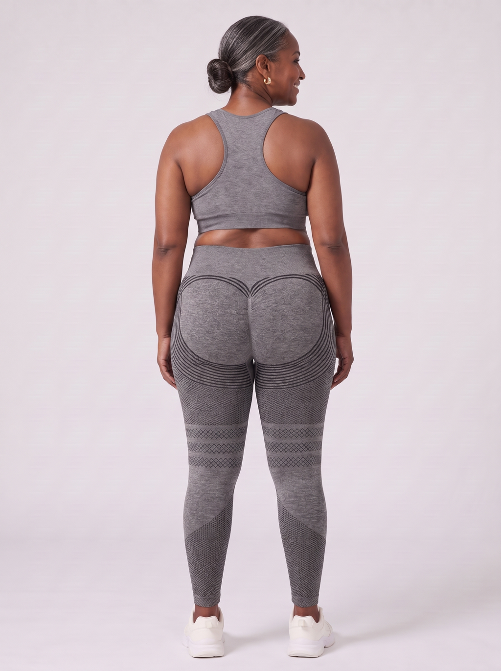 Bloom Leggings anti-cellulite leggings in Slate — size 3XL plus-size model, back view showing sculpting contour lines