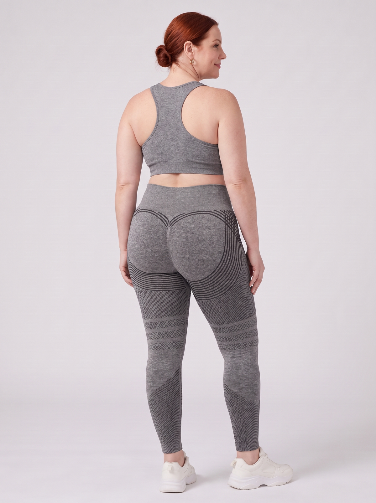 Bloom Leggings anti-cellulite leggings in Slate — size 2XL plus-size model, back view showing sculpting contour lines
