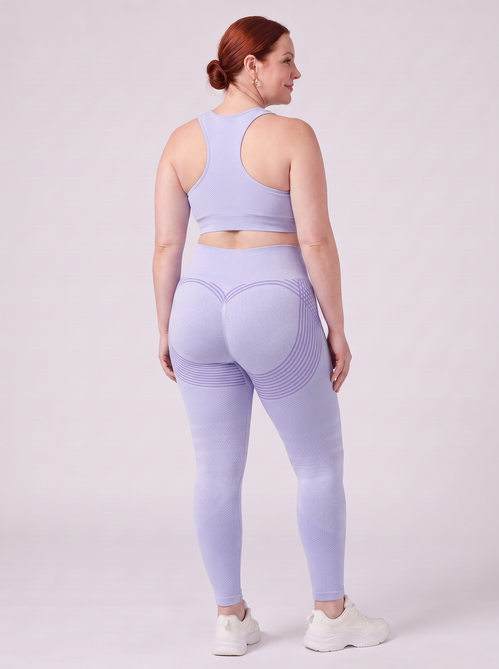 Bloom Leggings anti-cellulite leggings in Glacier — size 2XL plus-size model, back view showing sculpting contour lines