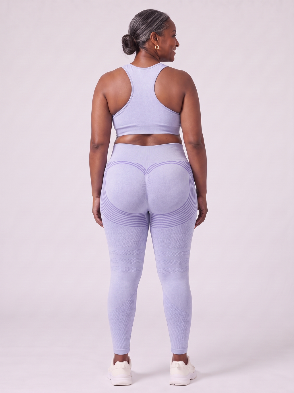 Bloom Leggings anti-cellulite leggings in Glacier — size 3XL plus-size model, back view showing sculpting contour lines